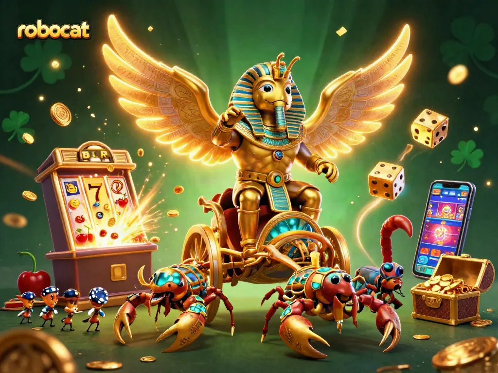 Experience thrilling gameplay at Robocat Casino with dynamic jackpots and vibrant casino elements.